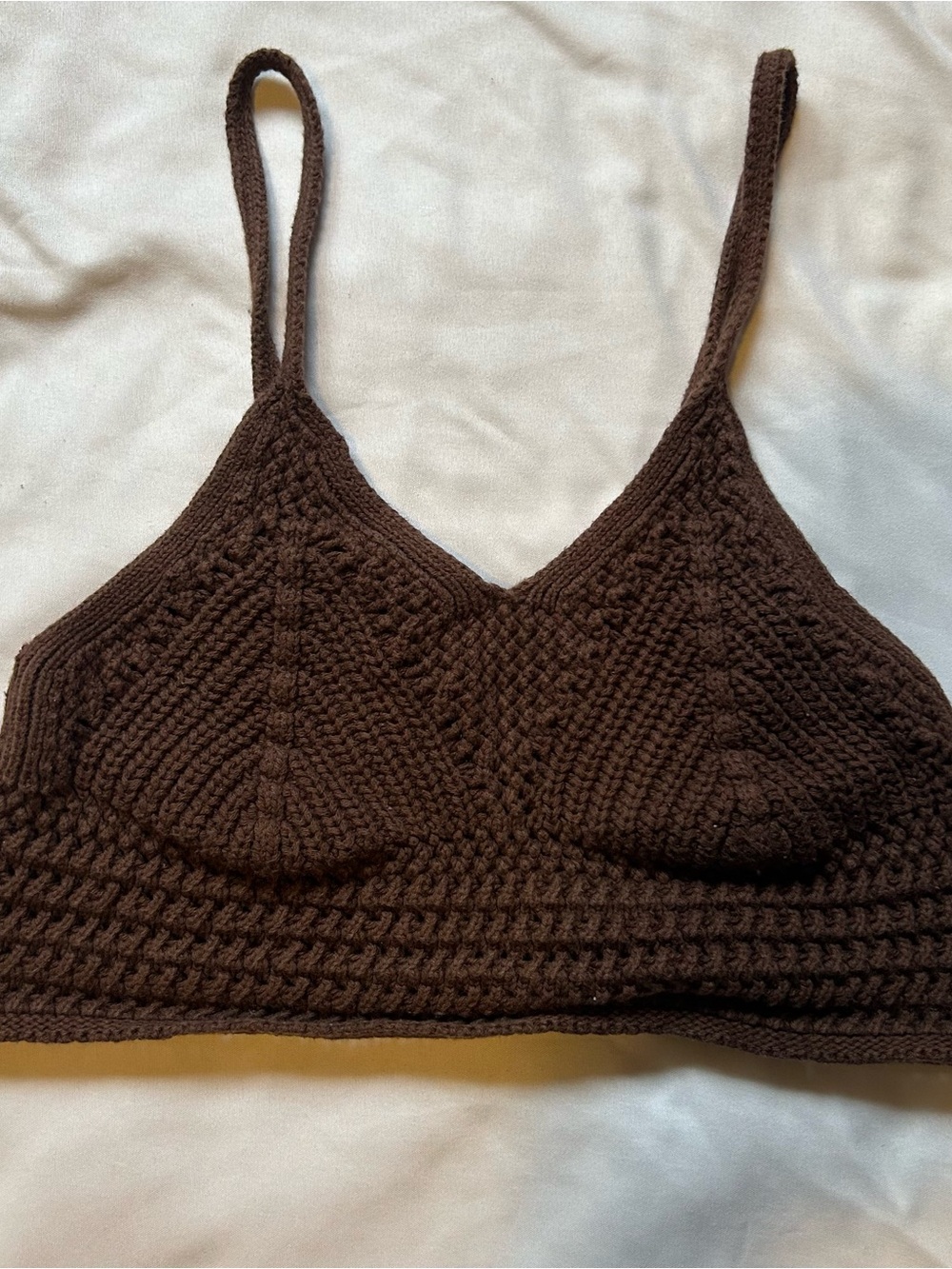 Streetwear Society Crochet Knit Bralette - Dark Brown